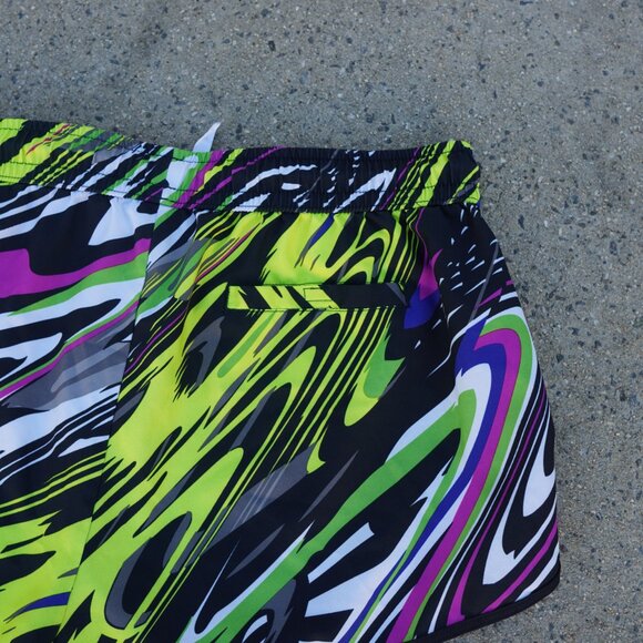 Fabletics M Carrie Running Shorts Neon Abstract Zebra Print Wicking - Picture 7 of 7